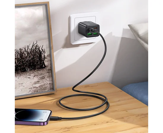 СЗУ Hoco N55 Fundador PD20W four-port (2USB-A/2C) + Type-C to Lightning Black