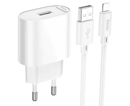 СЗУ Hoco C109A Fighter 10.5W (1USB-A) + кабель USB to Lightning White