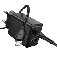 СЗУ Hoco N71 Nuevo PD30W+QC3.0 (1USB-A/1C) + кабель Type-C to Type-C Black