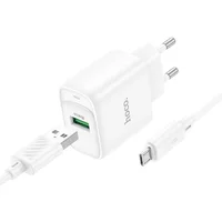СЗУ Hoco C140A Smart QC3.0 18W (1USB-A) + кабель USB to MicroUSB White