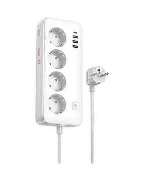 Подовжувач Hoco AC22 Sunlight (PD30W/1C/3A/4xSocket) (1.5m) White