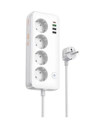 Удлинитель Hoco AC22 Sunlight (PD30W/1C/3A/4xSocket) (1.5m) White