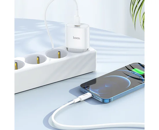 СЗУ Hoco C94A Metro PD20W (1USB-C) + кабель Type-C to Lightning White
