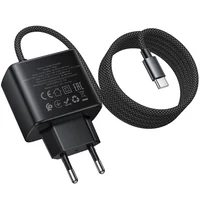 СЗУ Hoco C163A New PD25W (1USB-C) + вбудований кабель Type-C Black