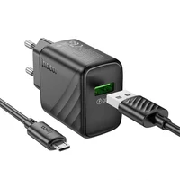 СЗУ Hoco CS21A Rich QC3.0 18W (1USB-A) + кабель USB to MicroUSB Black