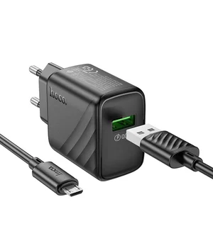 СЗУ Hoco CS21A Rich QC3.0 18W (1USB-A) + кабель USB to MicroUSB Black