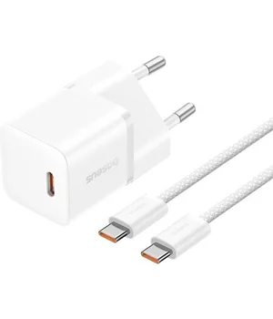 СЗУ Baseus GaN5 Fast Charger (mini) 1C 20W + Type-C to Type-C (P10110900113) Moon White