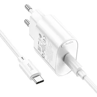 СЗУ Hoco C109A Fighter PD20W (1USB-C) + кабель Type-C to Type-C White