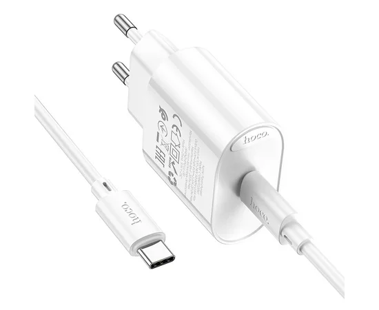 СЗУ Hoco C109A Fighter PD20W (1USB-C) + кабель Type-C to Type-C White