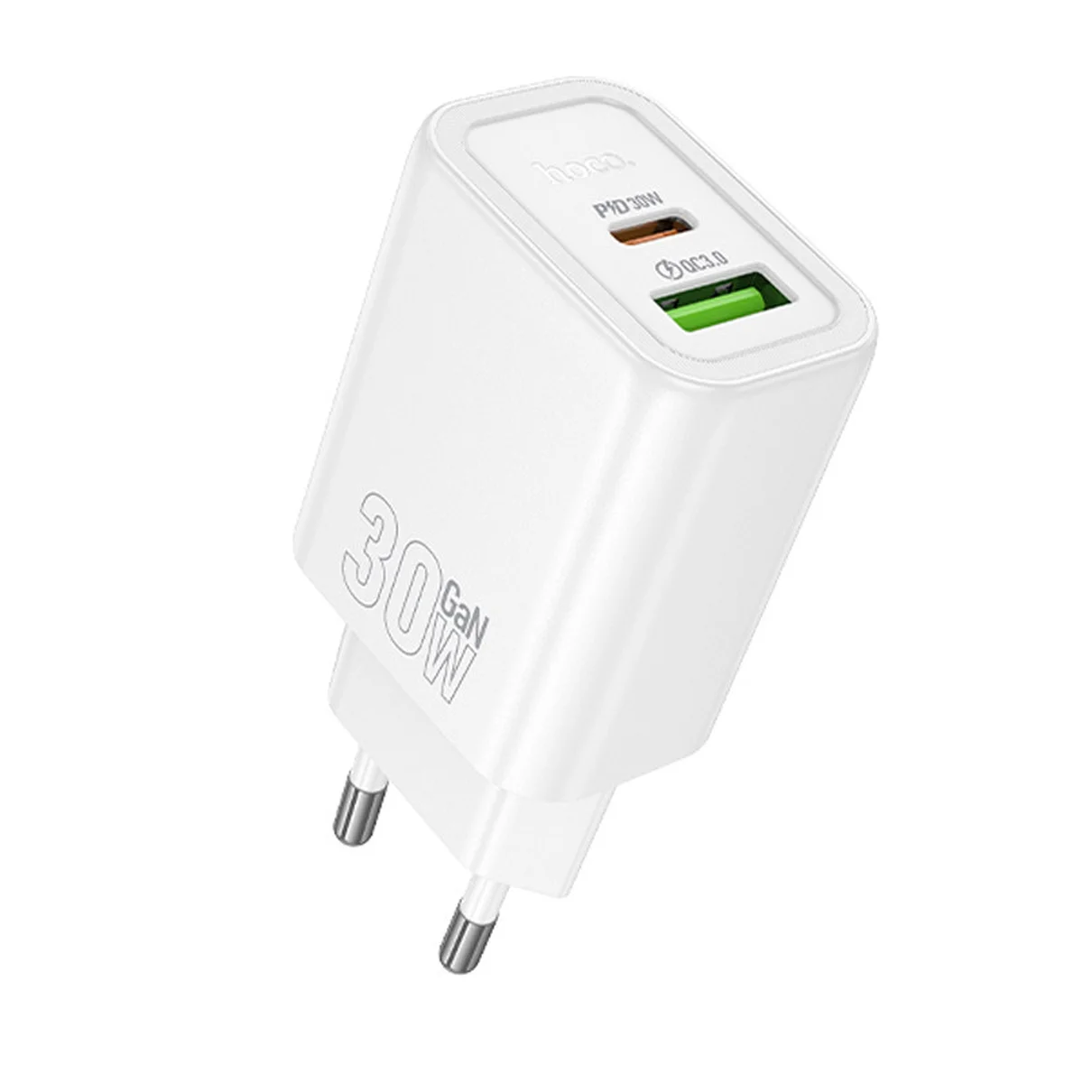 СЗУ Hoco N63 Gentle PD30W+QC3.0 (1USB-A/1C) + кабель Type-C to Type-C White