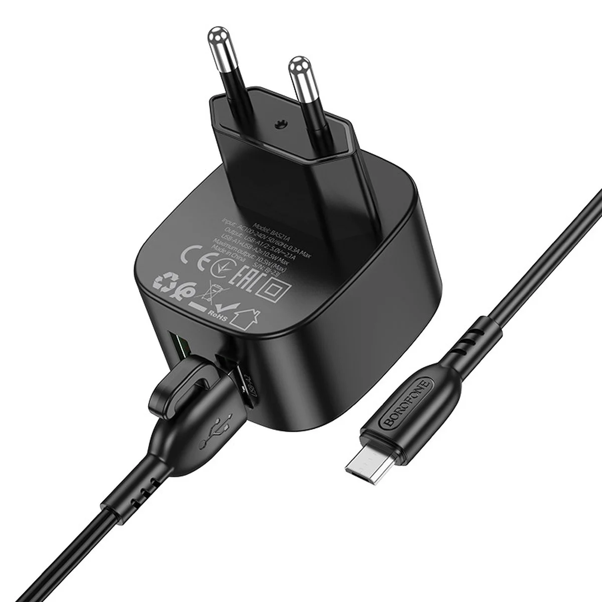 СЗУ Borofone BAS21A Special (2A) + Type-C Black