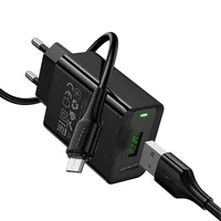 СЗУ Hoco CS92A Leader 18W+QC3.0 (1USB-A) + кабель USB to MicroUSB Black