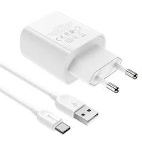 СЗУ Borofone BA58A with digital display 2.4A (2USB-A) + кабель USB to Type-C White