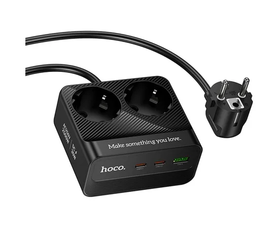 Удлинитель Hoco AC27 Descanso (PD30W/2C/1A/2xSocket) (2m) Black