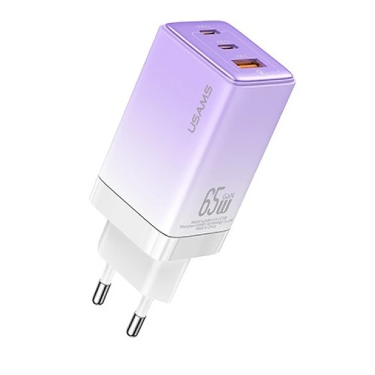 СЗУ Usams US-CC180 65W ACC 3 Ports GaN Sandru series Gradient Purple
