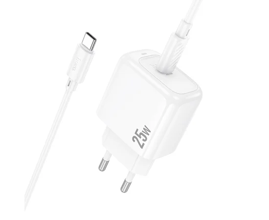 СЗУ Hoco CS53A Surplus PD25W (1USB-C) + кабель Type-C to Type-C White