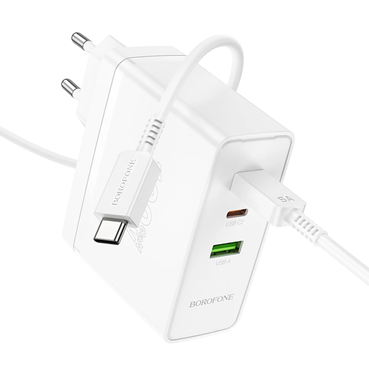СЗУ Borofone BN11 Imperial PD100W+QC3.0 (1USB-A/2C) + кабель Type-C to Type-C White