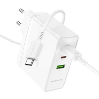 СЗУ Borofone BN11 Imperial PD100W+QC3.0 (1USB-A/2C) + кабель Type-C to Type-C White
