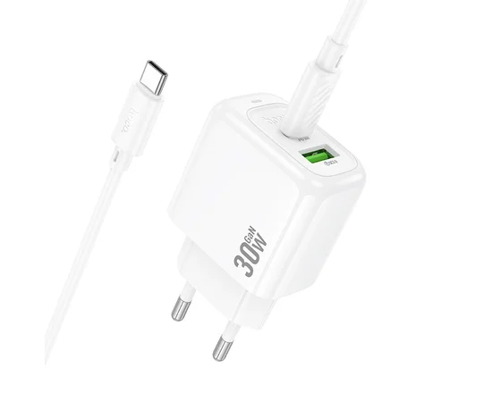 СЗУ Hoco CS55A Surplus PD30W+QC3.0 (1USB-A/1C) + Type-C to Type-C White