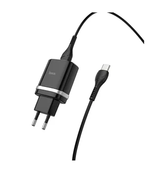 СЗУ Hoco C12Q Smart QC3.0 3A (1USB-A) + кабель USB to Type-C Чорний