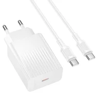 СЗУ Borofone BAS73A Source PD20W (1USB-C) + кабель Type-C to Type-C White
