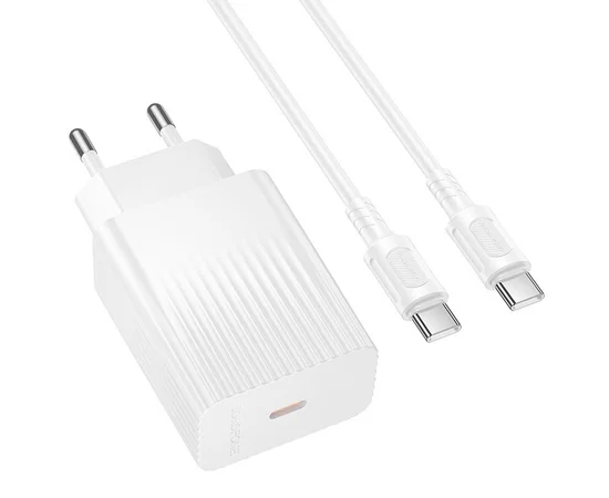 СЗУ Borofone BAS73A Source PD20W (1USB-C) + кабель Type-C to Type-C White