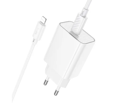 СЗУ Hoco C143A Benefit PD20W (1USB-C) + кабель Type-C to Lightning White