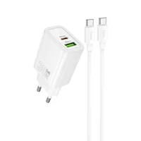 СЗУ Hoco N63 Gentle PD30W+QC3.0 (1USB-A/1C) + кабель Type-C to Type-C White