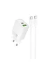 СЗУ Hoco N63 Gentle PD30W+QC3.0 (1USB-A/1C) + кабель Type-C to Type-C White