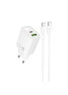 СЗУ Hoco N63 Gentle PD30W+QC3.0 (1USB-A/1C) + кабель Type-C to Type-C White