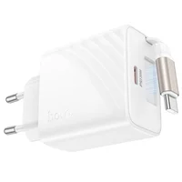 СЗУ Hoco N57 Full PD20W with retractable cable Type-C (2USB-C) White
