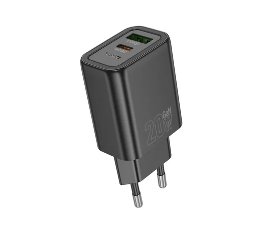 СЗУ Hoco N61 Gentle PD20W+QC3.0 (1USB-A/1C) + кабель Type-C to Lightning Black