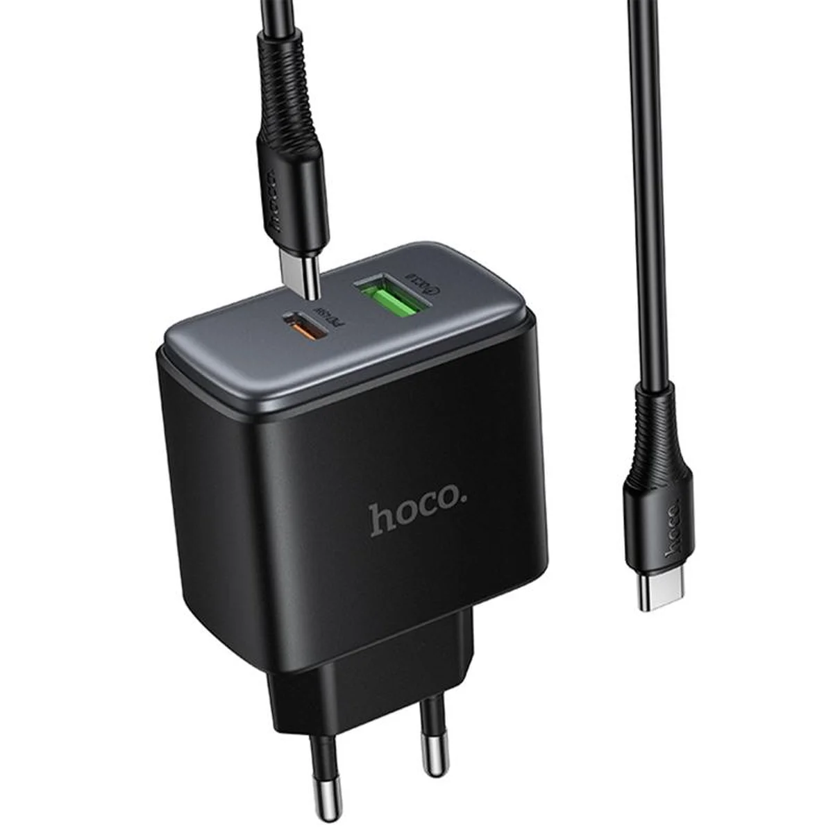 СЗУ Hoco C158A Upgrade PD45W (1USB-A/1C) + кабель Type-C to Type-C Black
