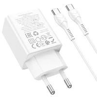 СЗУ Hoco N71 Nuevo PD30W+QC3.0 (1USB-A/1C)  + кабель Type-C to Type-C White