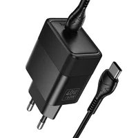 СЗУ Hoco CS113A Lounge PD40W (1USB-C) + кабель Type-C to Type-C Black