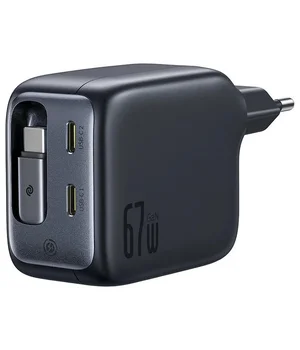СЗУ Baseus EnerCore CJ11 PD67W with retractable cable (3USB-C) (E0121E) Cosmic Black