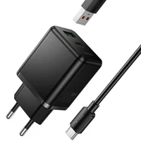 СЗУ Hoco C157A Smart PD30W+QC3.0 (1USB-A/1C) + кабель USB to Type-C Black