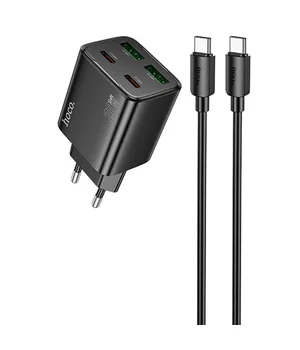 СЗУ Hoco N55 Fundador PD20W four-port (2USB-A/2C) + Type-C to Type-C Black