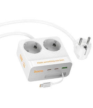 Подовжувач Hoco AC28 Descanso (PD45W/1C/3A/2xSocket) (2m) White