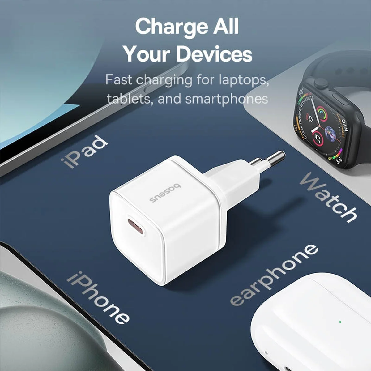 СЗУ Baseus GaN5S OS 1C 20W (P10162503) Moon White