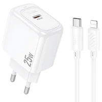 СЗУ Hoco CS53A Surplus PD25W (1USB-C) + Type-C to Lightning White