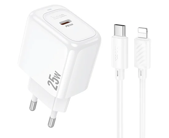 СЗУ Hoco CS53A Surplus PD25W (1USB-C) + Type-C to Lightning White