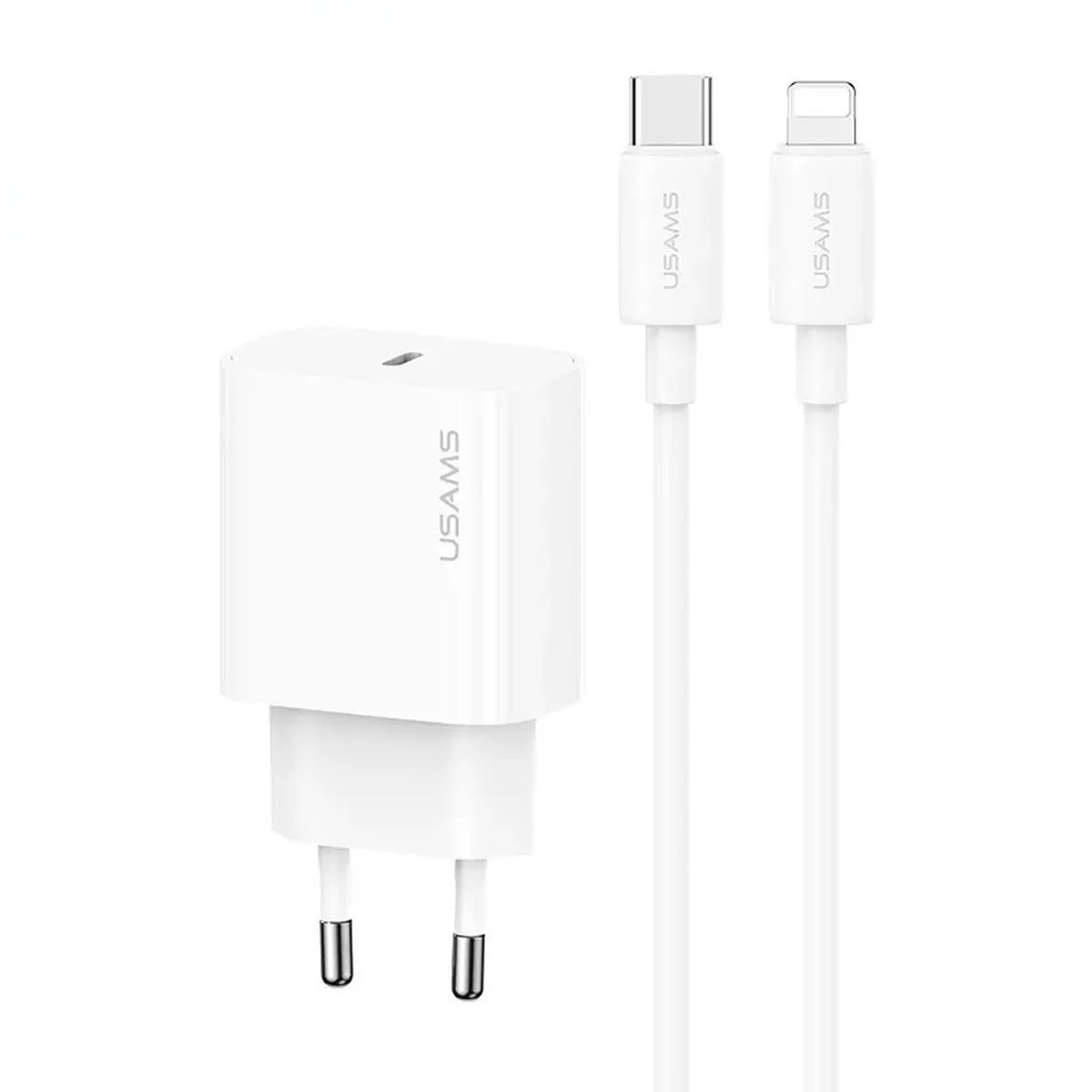СЗУ Usams US-CC226 Kit-Yi Ser. 20W (1USB-C) + кабель Type-C to Lightning White