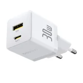 СЗУ Baseus Palm Fast Charger 30W (1USB-A/1C) + кабель Type-C to Type-C (P1011160A) Moon White