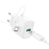СЗУ Hoco C140A Smart QC3.0 18W (1USB-A) + кабель USB to MicroUSB White