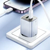 СЗУ Hoco N46 Glorious PD20W+QC3.0 (1USB-A/1C) + Type-C to Lightning Blue