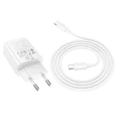 СЗУ Hoco N63 Gentle PD30W+QC3.0 (1USB-A/1C) + кабель Type-C to Type-C White