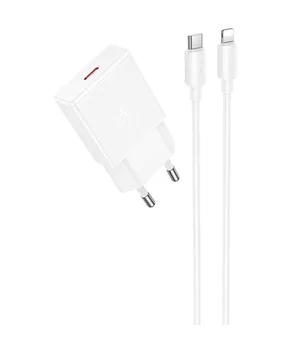 СЗУ Hoco N72 Speed ultra-thin PD20W (1USB-C) + кабель Type-C to Lightning White