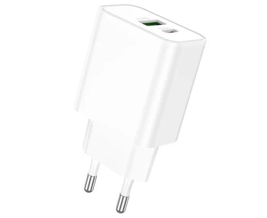 СЗУ Borofone BA88A Navy PD20W+QC3.0 (1USB-A/1C) White