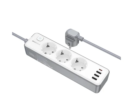 Удлинитель Borofone BAC9 Power PD20W (3USB-A/1C/3xSocket) (2m) White